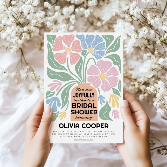 Invitation Fête des mariées florale colorée Boho Retro (Créateur téléchargé)
