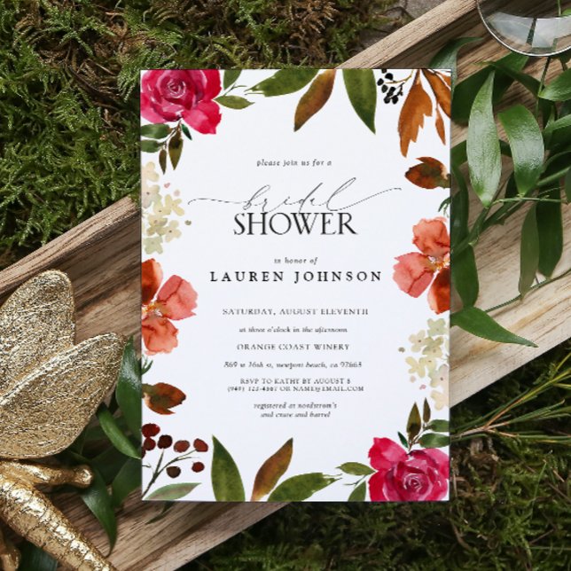 Invitation Fête des mariées florale d'automne rose et orange  (Bridal Shower Invitation!)
