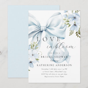 Invitation Fête des mariées florale de Bow bleu