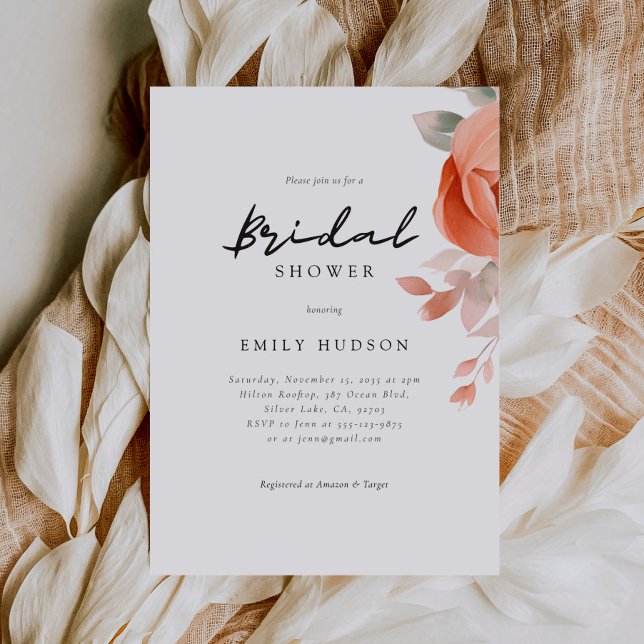 Invitation Fête des mariées florale de la Pêche Boho (Créateur téléchargé)