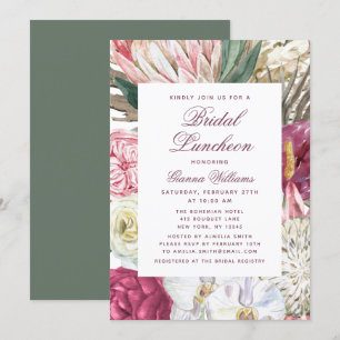 Invitation Fête des mariées florale de l'aquarelle de déjeune