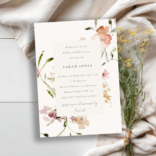 Invitation Fête des mariées florale de l'aquarelle de prairie