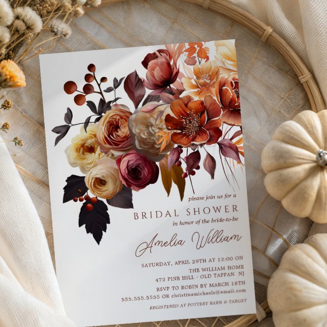 Invitation Fête des mariées florale de l'automne de Boho (Créateur téléchargé)