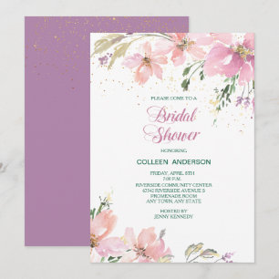 Invitation Fête des mariées florale de lavande rose