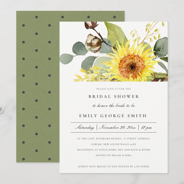 Invitation Fête des mariées FLORALE DE L'EUCALYPTUS DE SOUFFL (Devant / Derrière)