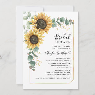 Invitation Fête des mariées florale de tournesol Eucalyptus F