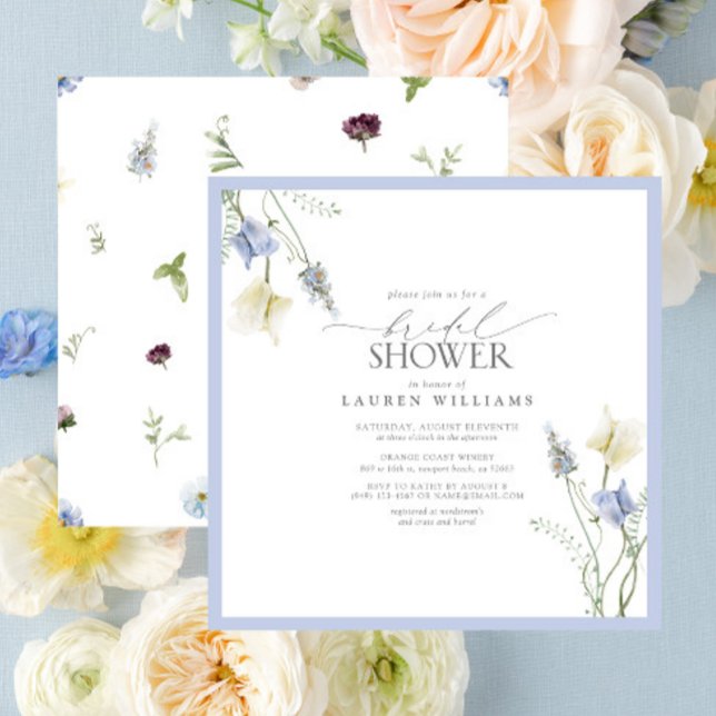Invitation Fête des mariées florale Dusty Blue Fleur sauvage (Bridal Shower Invitation!)