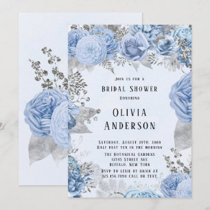 Invitation Fête des mariées florale Dusty et Silver