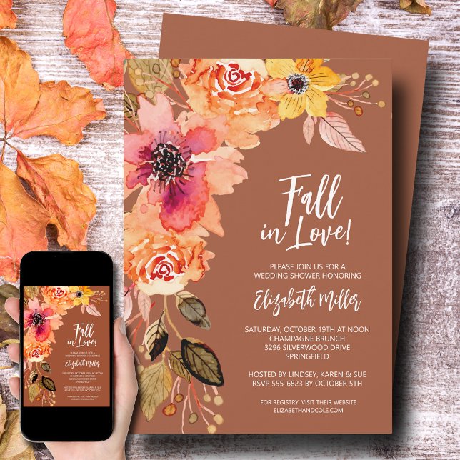 Invitation Fête des mariées florale en terre cuite (PRINTED, INSTANT DOWNLOAD or BOTH!)