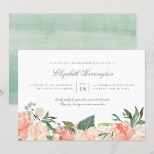 Invitation Fête des mariées florale estivale Peaches & Crème