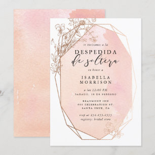 Invitation Fête des mariées florale Géométrique Or Blush