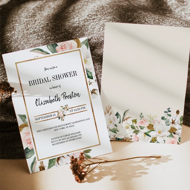 Invitation Fête des mariées florale Magnolia blanche (Créateur téléchargé)
