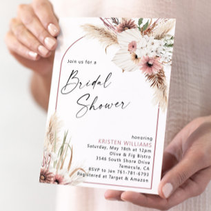 Invitation Fête des mariées florale Mauve Boho