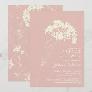 Invitation Fête des mariées florale moderne rose & crème