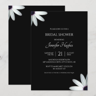 Invitation Fête des mariées florale noire et blanche