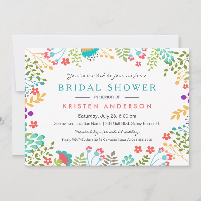 Invitation Fête des mariées florale Pastel Chic Blue (Devant)