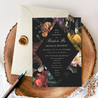 Invitation Fête des mariées florale romantique Moody