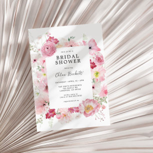 Invitation Fête des mariées florale rose