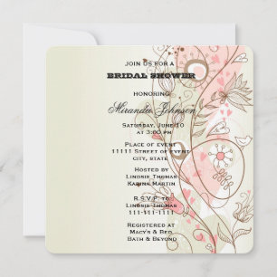 Invitation Fête des mariées florale rose