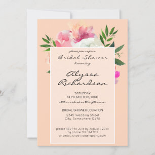 Invitation Fête des mariées florale rose et blanc - rose 2B