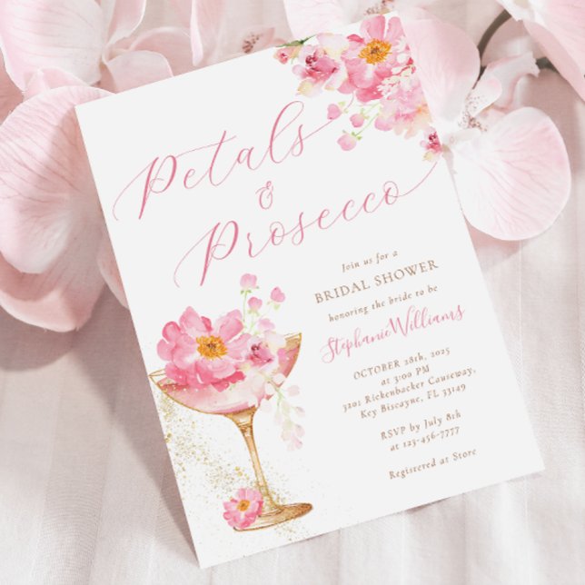 Invitation Fête des mariées florale rose et or (Créateur téléchargé)