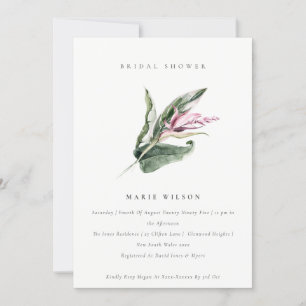 Invitation Fête des mariées florale rose feuillus tropicale m