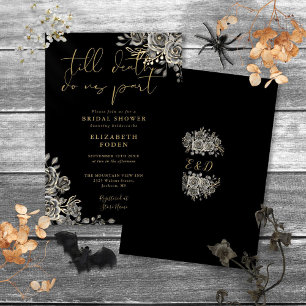 Invitation Fête des mariées Florale Rose Noire Et Or