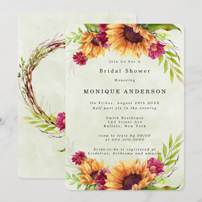 Invitation Fête des mariées florale rose printanière des tour (Devant / Derrière)