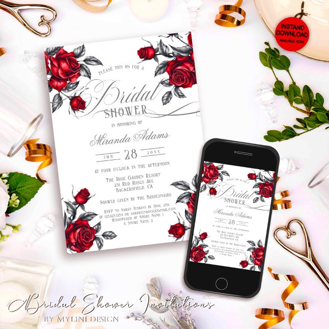 Invitation Fête des mariées florale Rose simple et élégant (Créateur téléchargé)