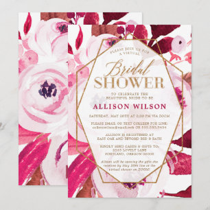 Invitation Fête des mariées florale rose vibre
