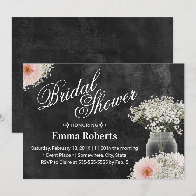 Invitation Fête des mariées florale Rustique pour bébé (Devant / Derrière)