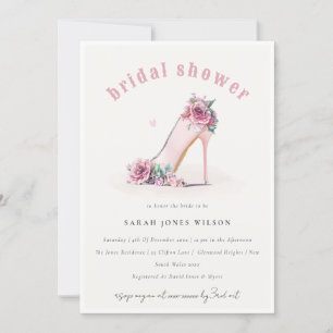 Invitation Fête des mariées florale Soft Blush Rose High Heur