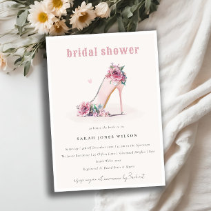 Invitation Fête des mariées florale Soft Blush Rose High Heur
