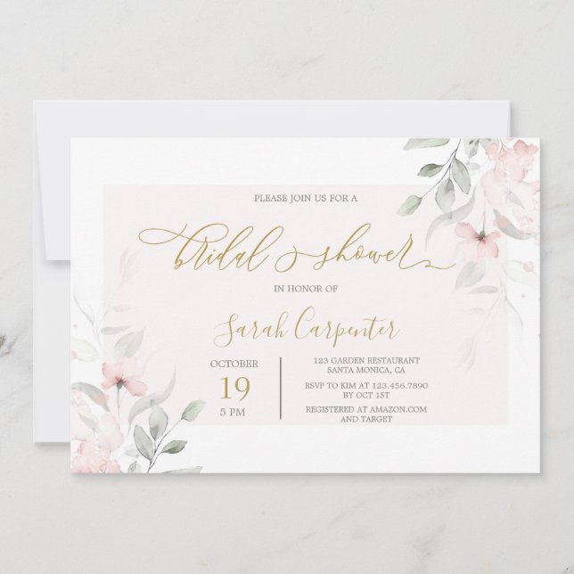 Invitation Fête des mariées florale souple (Devant)