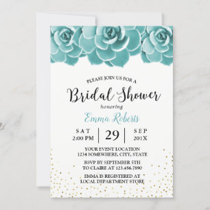 Invitation Fête des mariées Florale Succulente Rustique