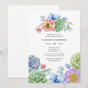 Invitation Fête des mariées florale succulente tendance