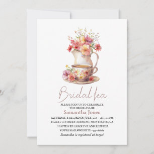 Invitation Fête des mariées Florale Terracotta Boho Tea Party