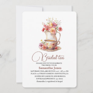 Invitation Fête des mariées Florale Terracotta Boho Tea Party