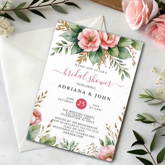 Invitation Fête des mariées florale tropicale Mariage de fête (Créateur téléchargé)