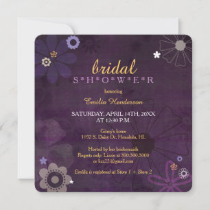 Invitation Fête des mariées florale violet chic