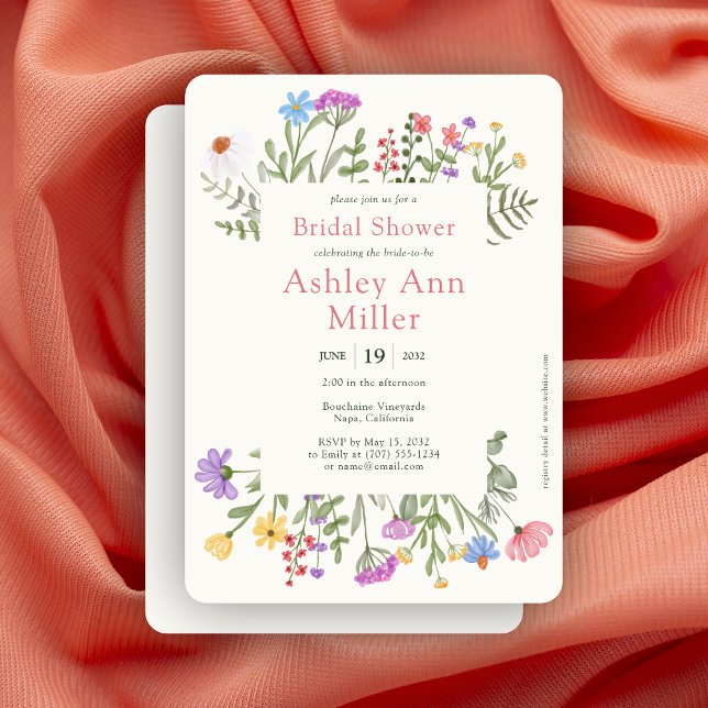 Invitation Fête des mariées frontalière Fleur sauvage rustiqu (Créateur téléchargé)