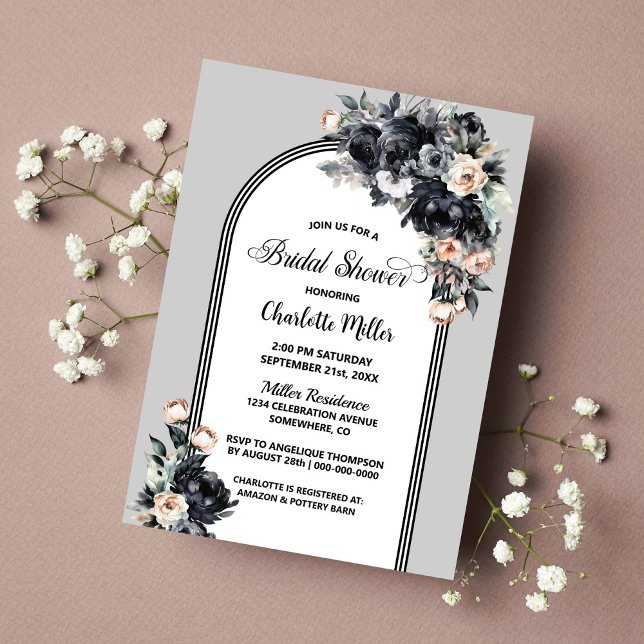 Invitation Fête des mariées Fumée noire en arc floral (Créateur téléchargé)