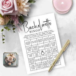 Invitation Fête des mariées Games Bachelorette Bingo Card