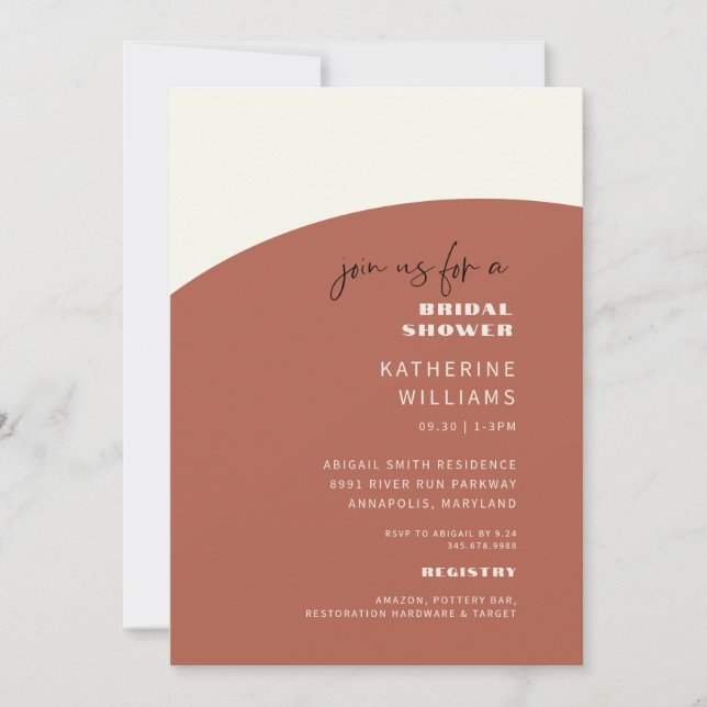 Invitation Fête des mariées géométrique de la cannelle et de  (Devant)