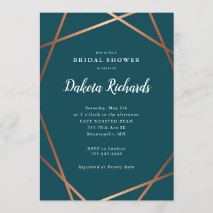 Invitation Fête des mariées géométrique Rose turquoise