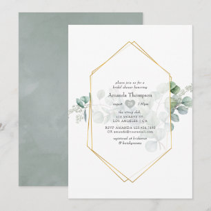 Invitation Fête des mariées géométrique Silver Sage Eucalyptu