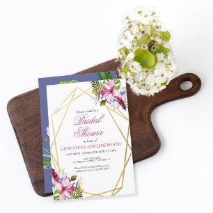 Invitation Fête des mariées géométrique Tropical Colorful Gol