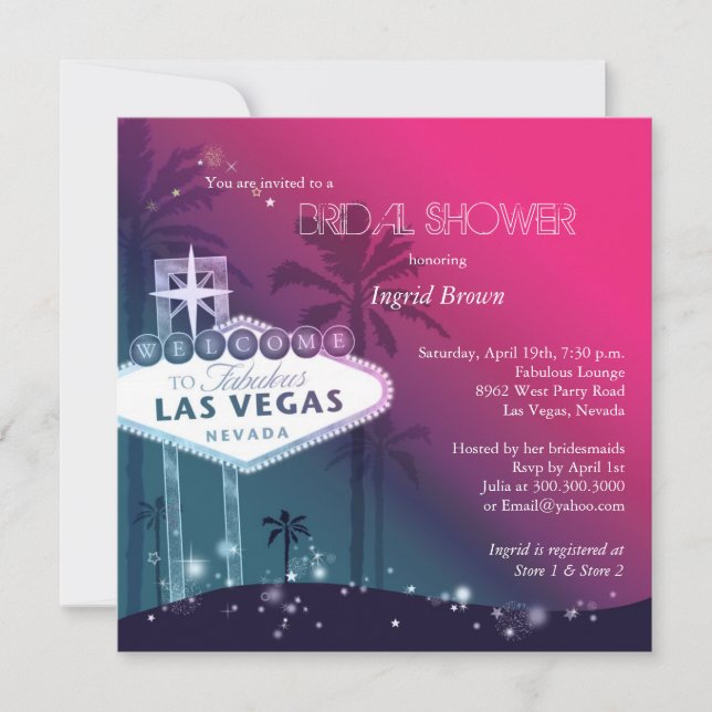 Invitation Fête des mariées Glitz & Glam Las Vegas (Devant)
