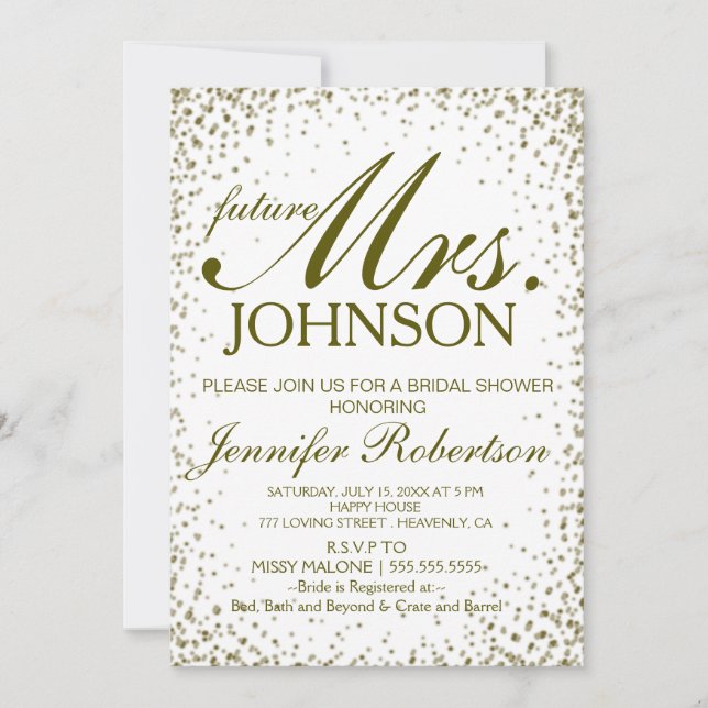 Invitation  | Fête des mariées Gold Confetti (Devant)