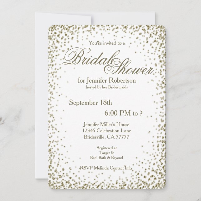 Invitation Fête des mariées | Gold Confetti (Devant)
